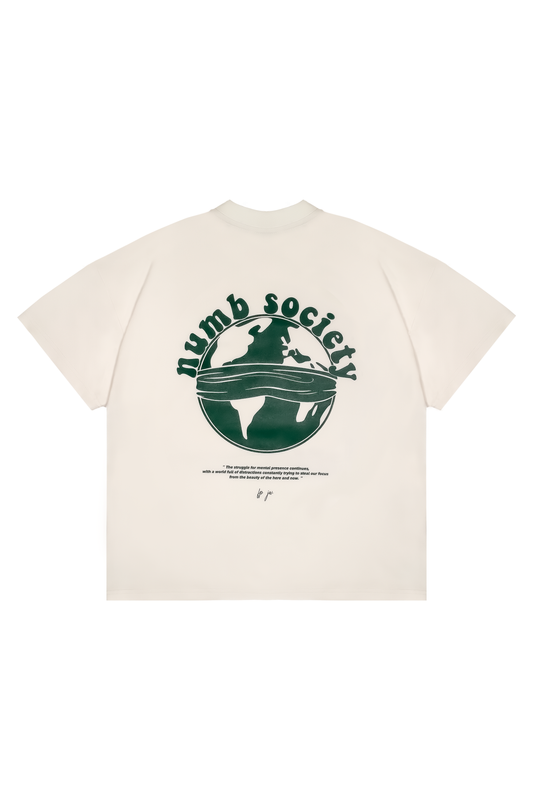 Globe tee - offwhite/green